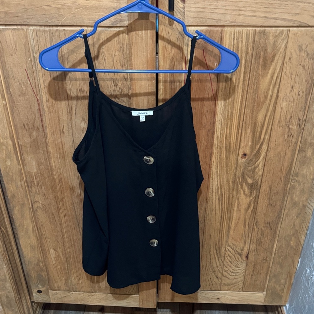 JODIFL Black Camisole with Button Accents